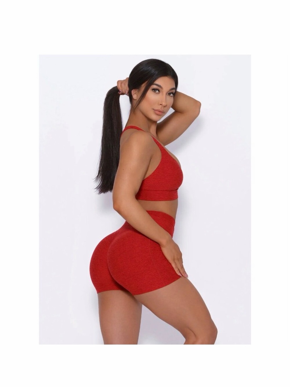 Bombshell Sportswear Tiny Waist Shorts Sunset Red